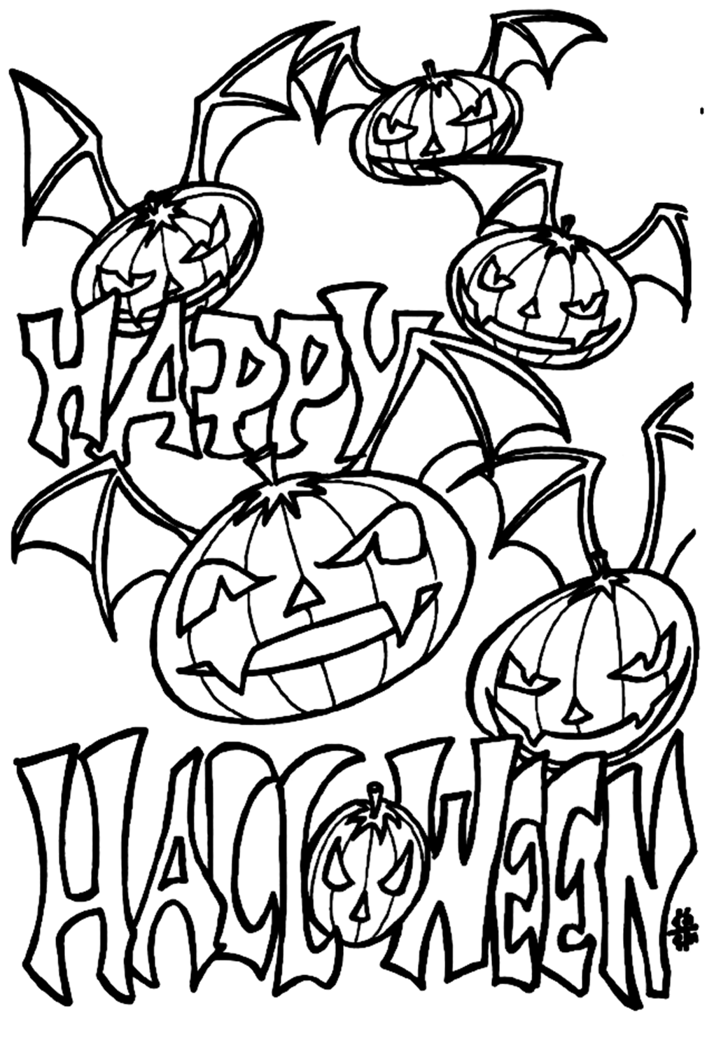 Happy Halloween Pumpkin Coloring Page Coloring Page