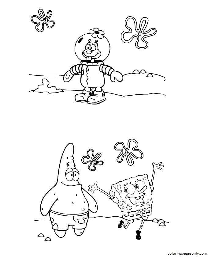 Happy Sponge Bob Coloring Page