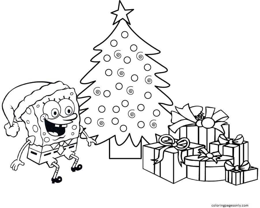 Happy Spongebob Christmas 1 Coloring Pages