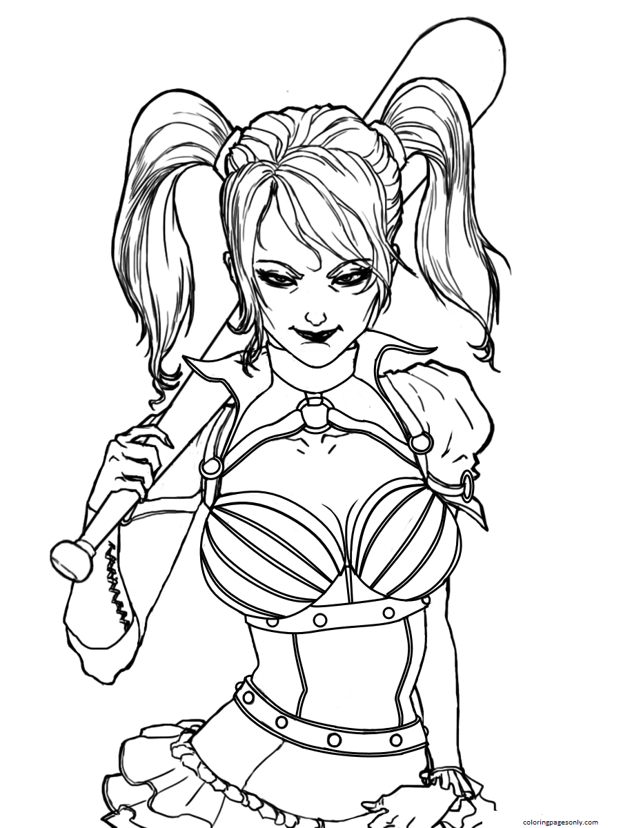 Harley Quinn American Comic Books Coloring Page