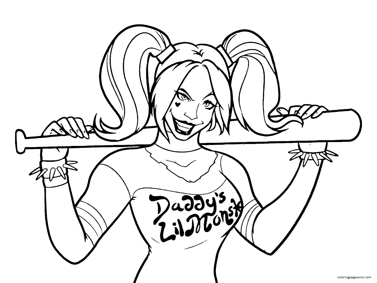 Harley Quinn Daddys Lil Monster Coloring Page