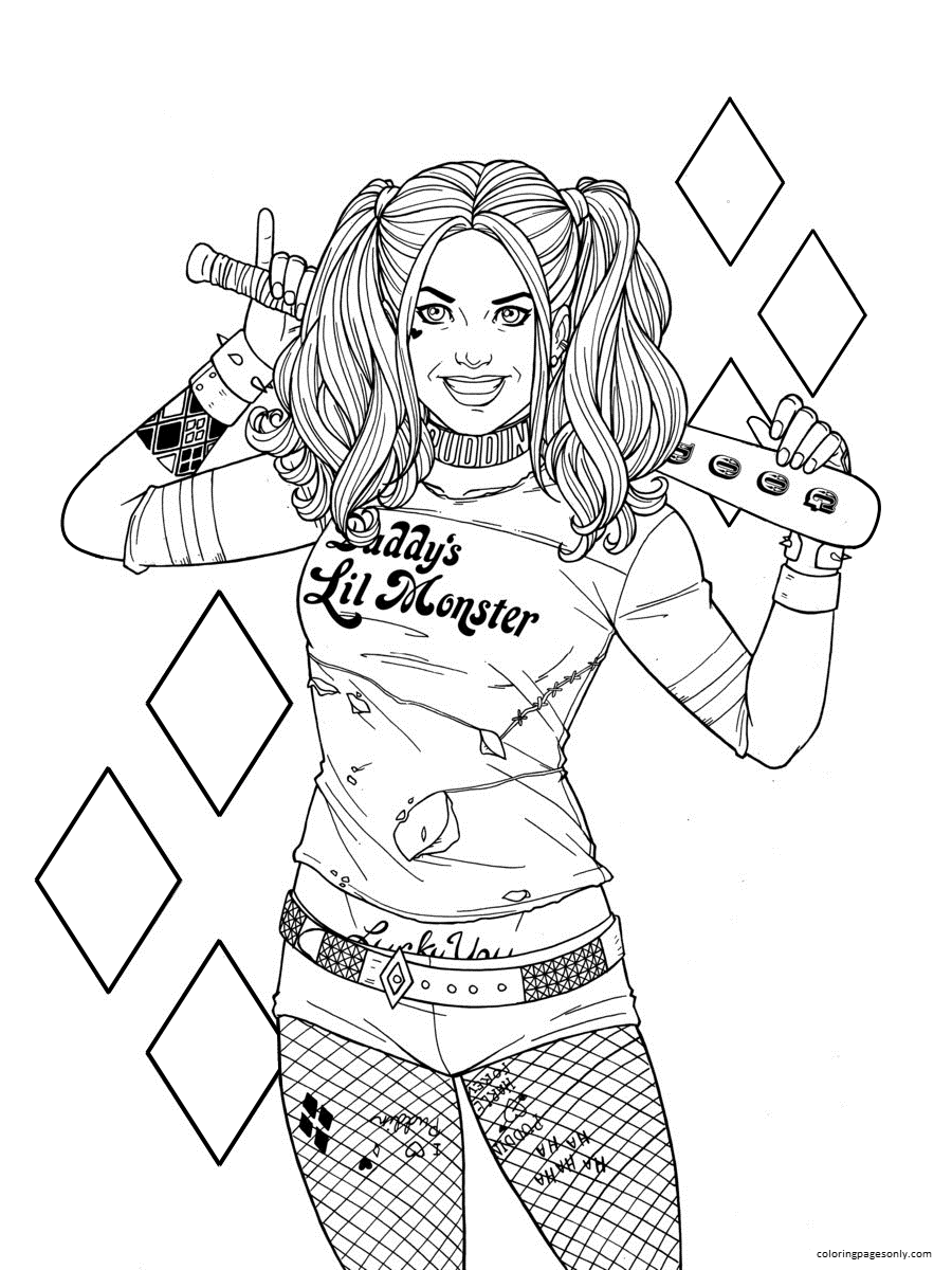 Dibujos de Harley Quinn para colorear, pintar e imprimir