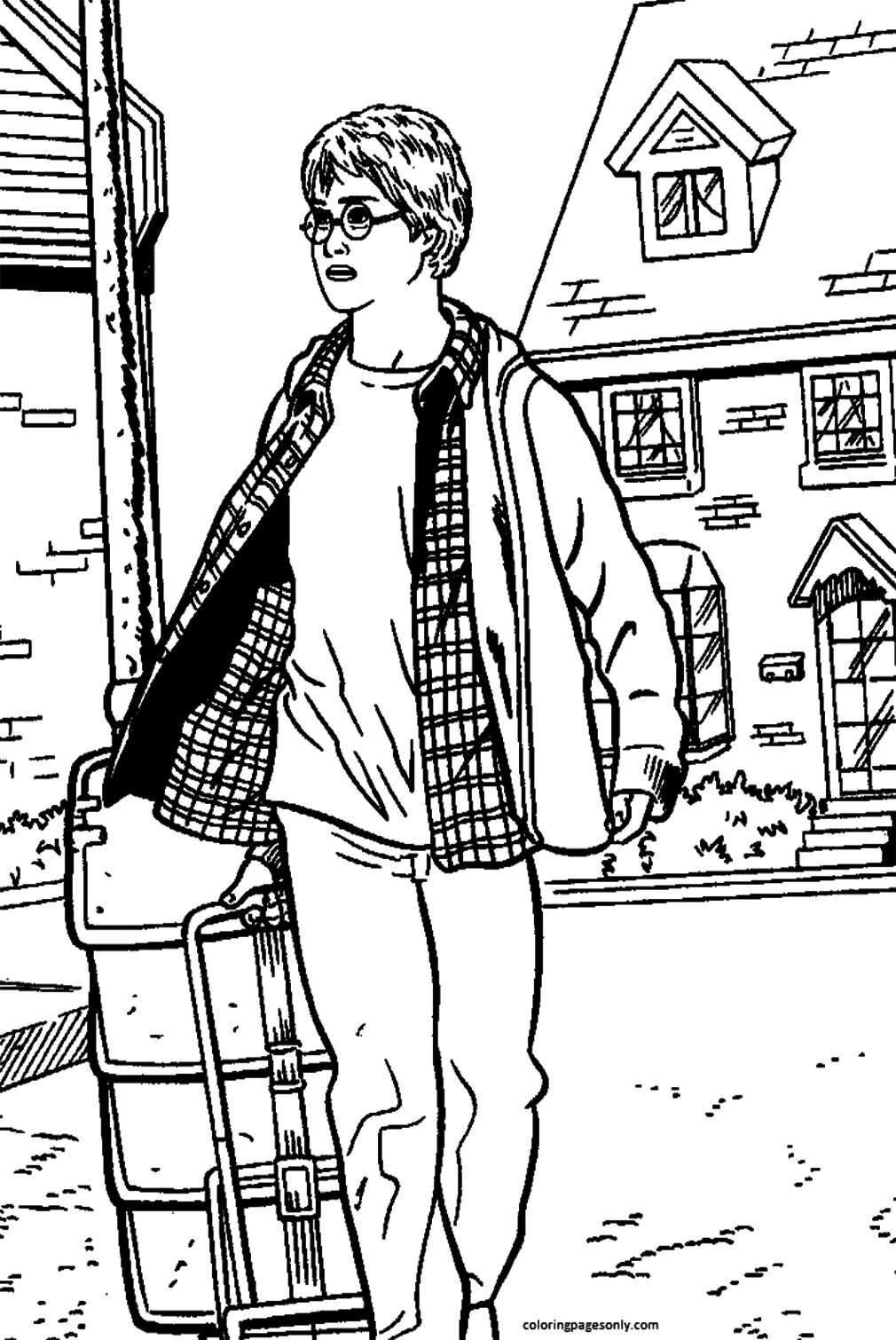 Harry and Luggage Bag Coloring Pages