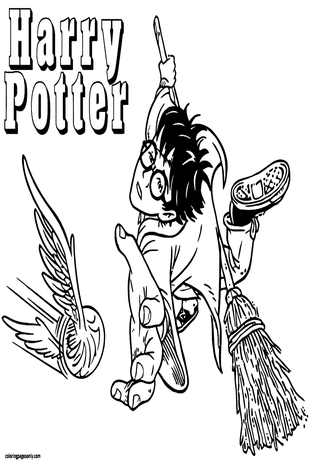 Harry Playing Quidditch Coloring Pages