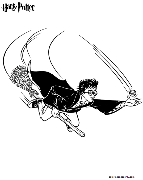 Harry Potter and Flying Broom 2 Coloring Pages