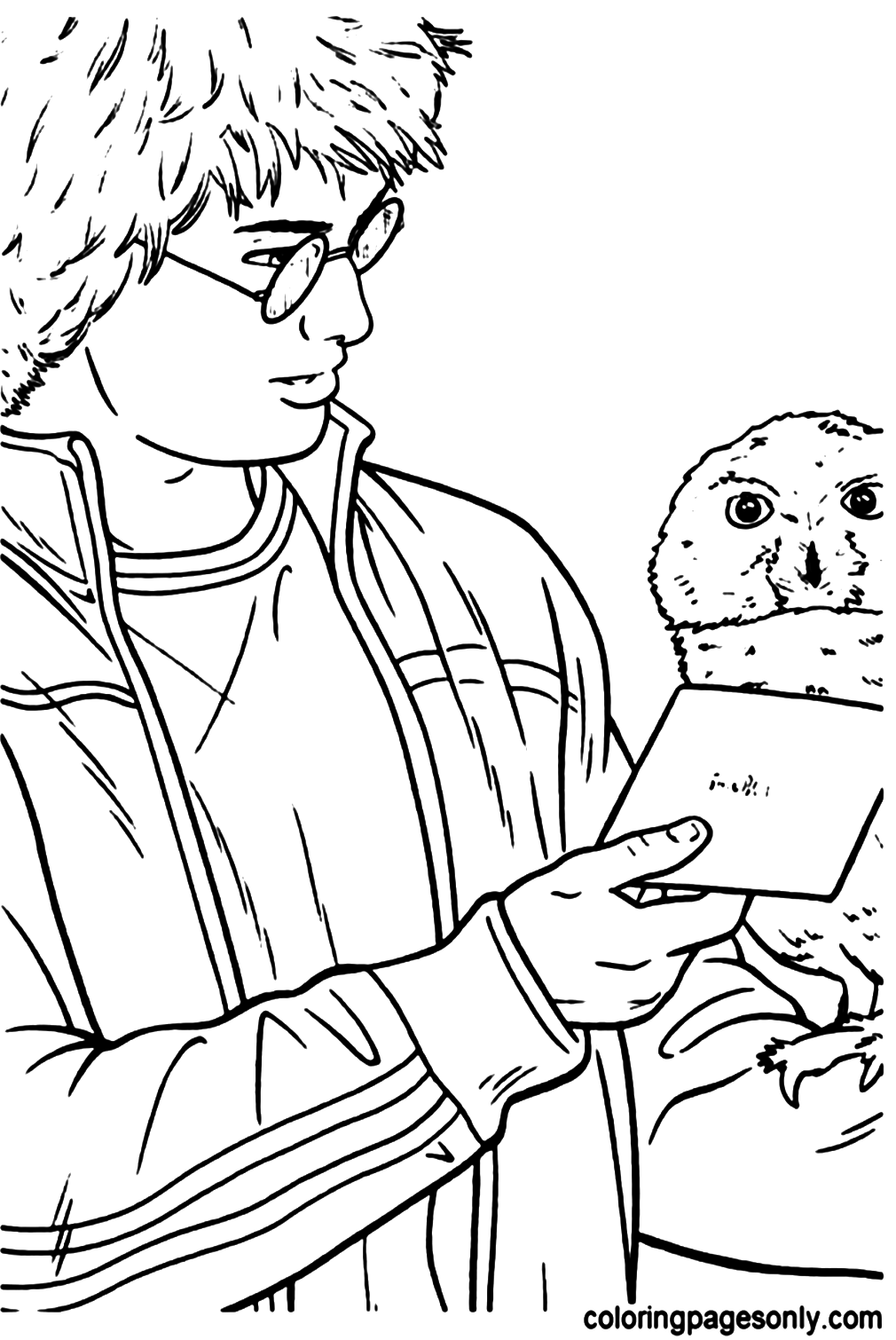 Harry Potter and Hedwig Coloring Pages