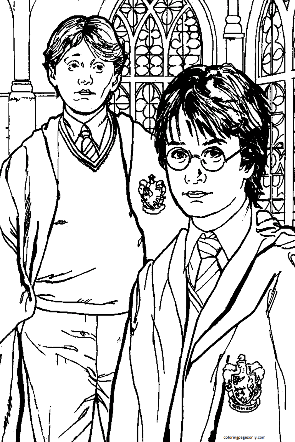 Harry Potter And Ron Weasley Coloring Pages