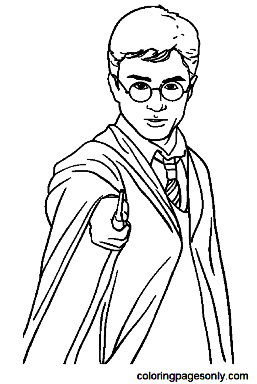 Harry Potter Holding Magic Wand Coloring Pages