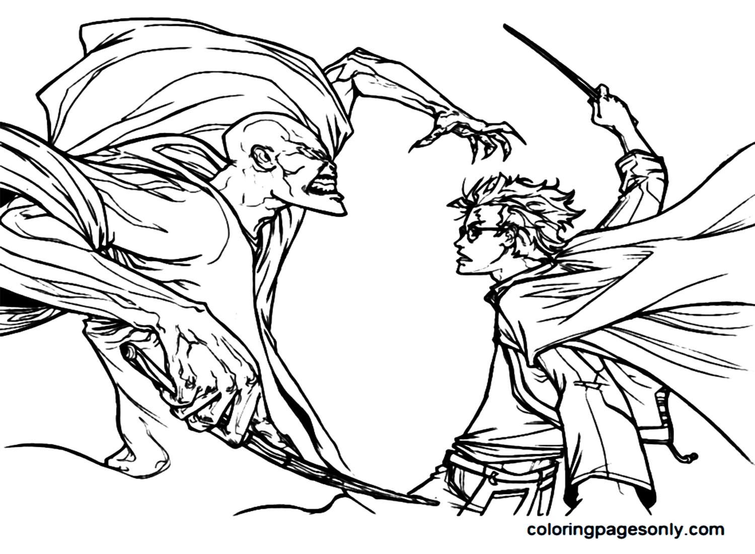 Harry Potter vs Voldemort Coloring Pages