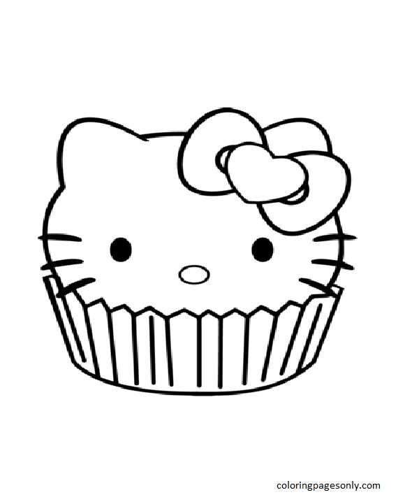 Hello Kitty Cupcake Coloring Pages