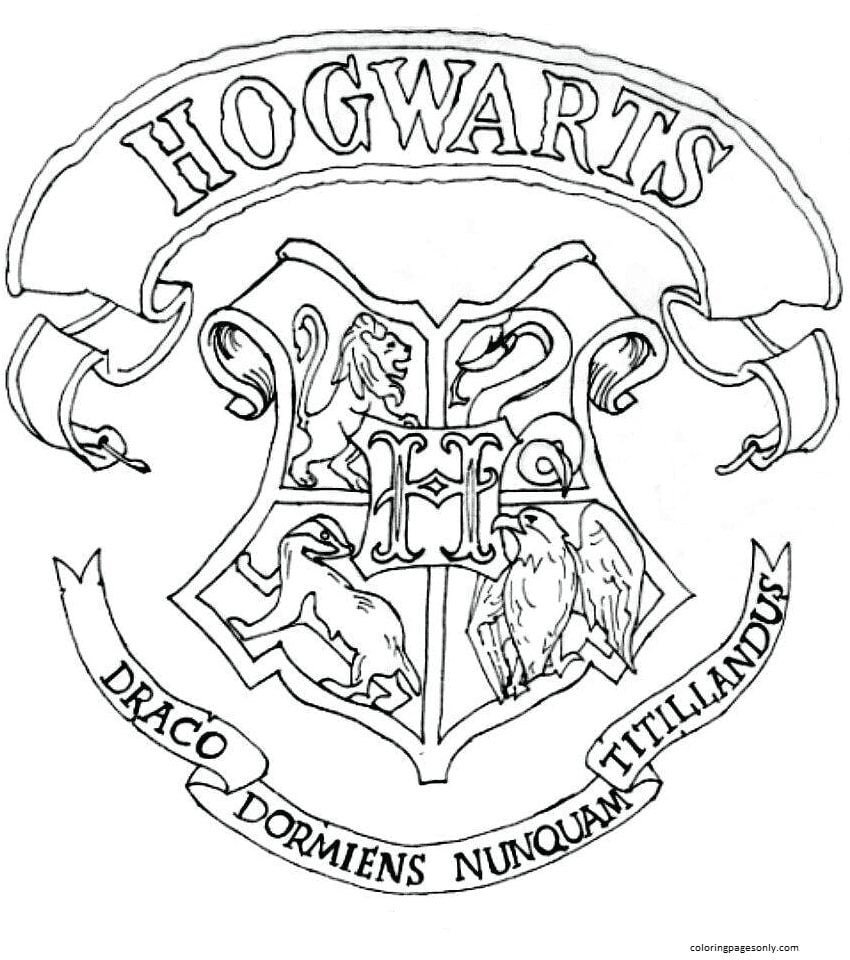 Гарри Поттер герб Хогвартса раскраска