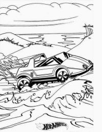 Hot Wheels sport car runs on the mountain Coloring Page