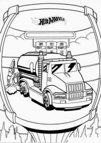 Hot Wheels Tank truck at the gas station Coloring Page