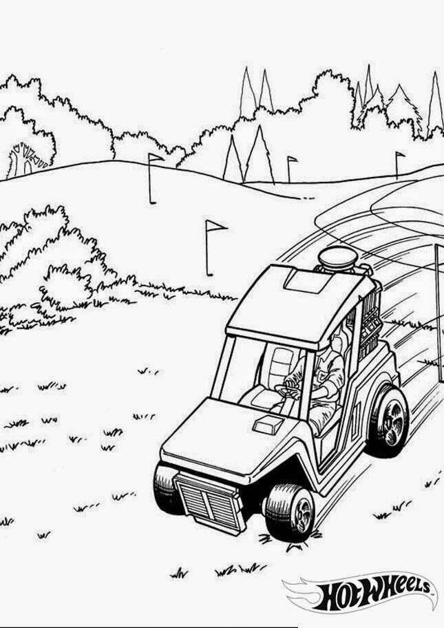 Hot Wheels Electric car in the Golf course Coloring Page