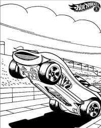Hot Wheels car lifts head up on racing Coloring Page