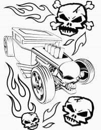 Hot Wheels Bone Shaker with skull flames Coloring Pages