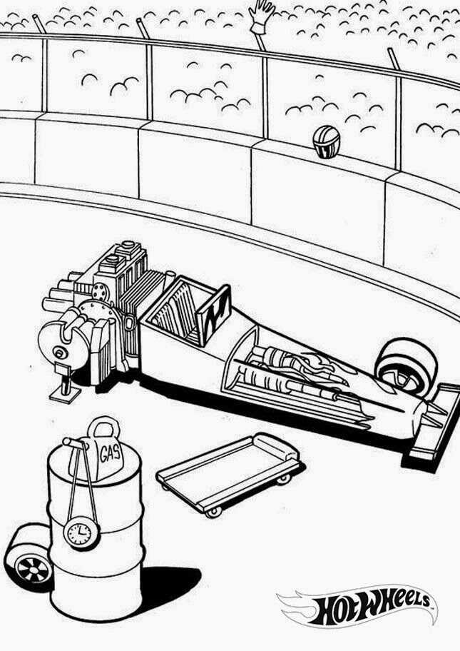 Repair service car in the racetrack from Hot Wheels Coloring Pages