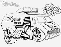 Hot Wheels Ice cream Cool One chill out in summer vacation Coloring Page