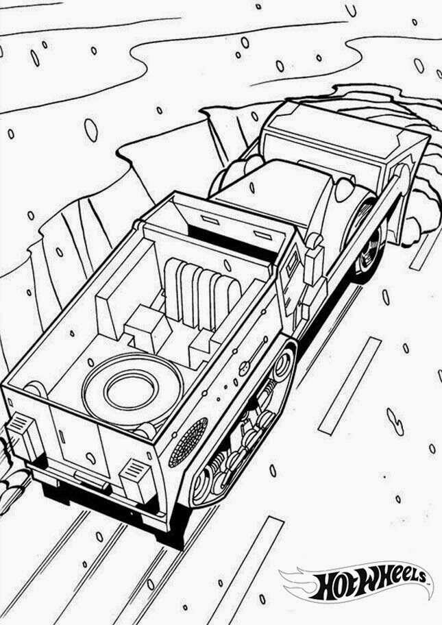 Hot Wheels snow blower car in the snow day Coloring Page