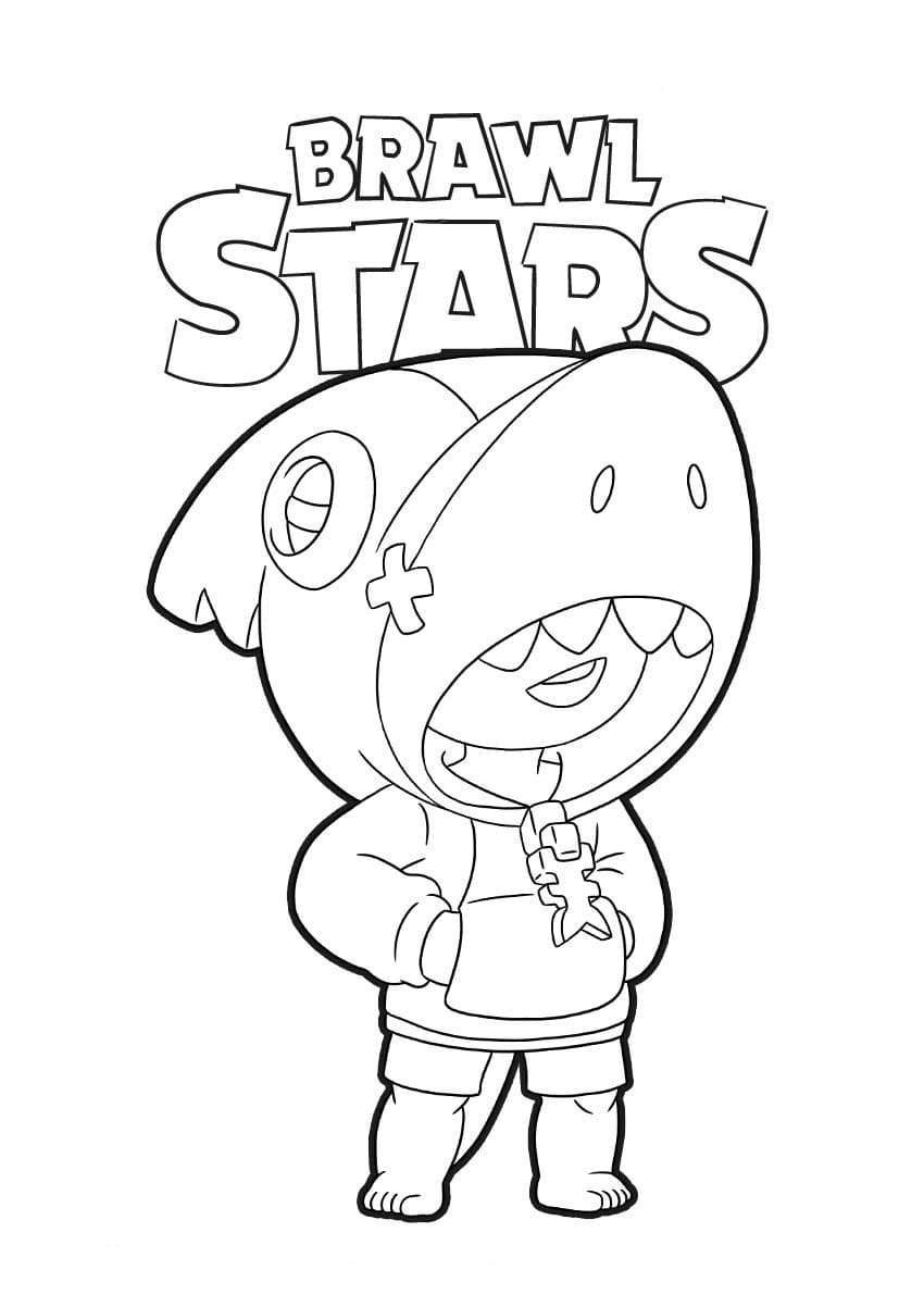 Brawl Stars Shark Leon Wears A Shark Hat Coloring Pages