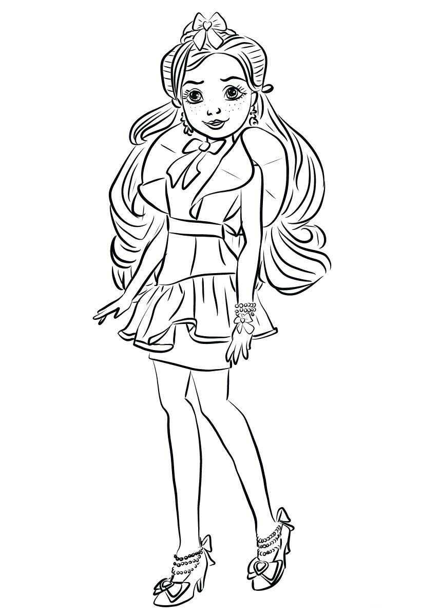 Shy and insecure little girl Jane from Descendants Coloring Pages