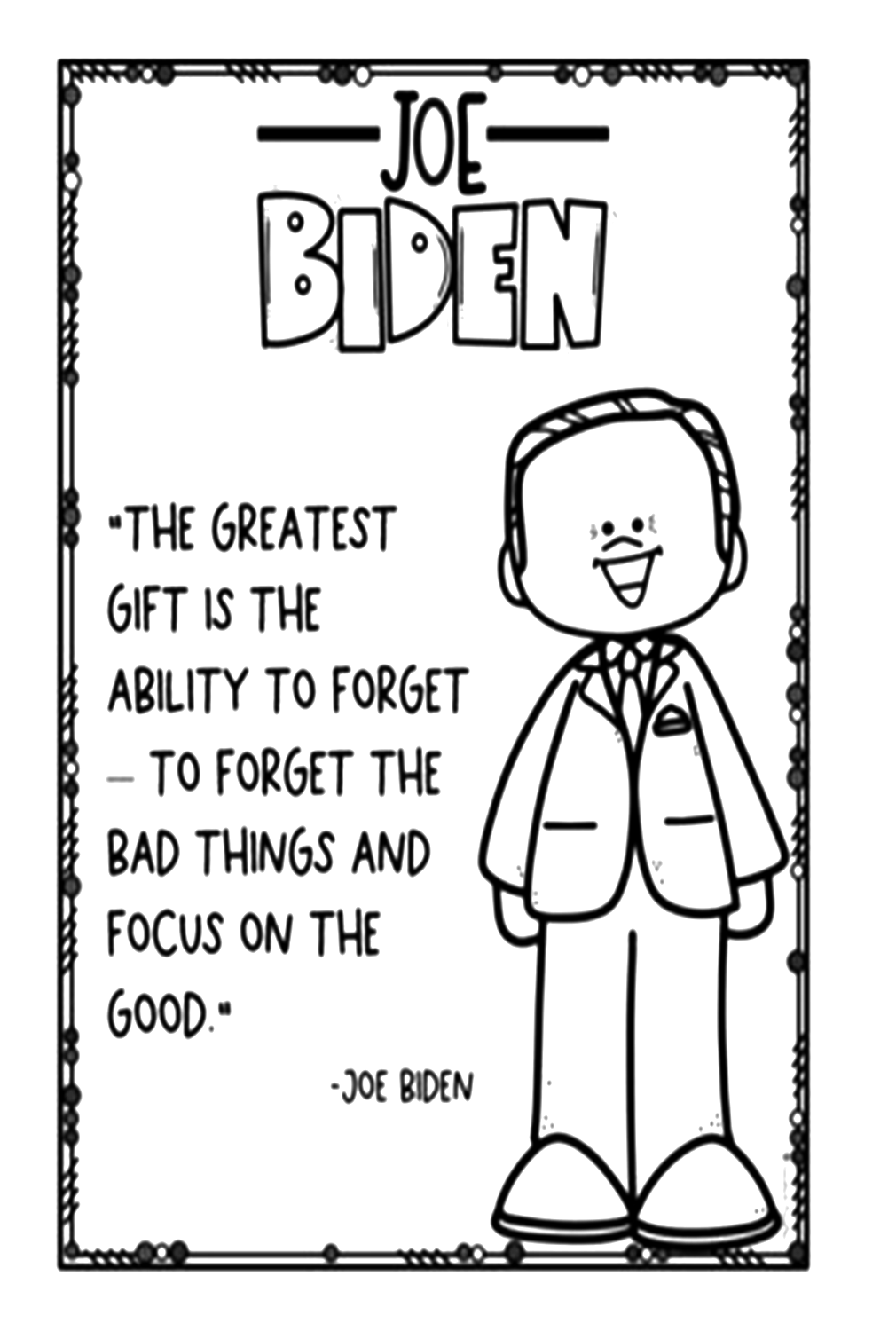 Joe Biden Advice Coloring Page