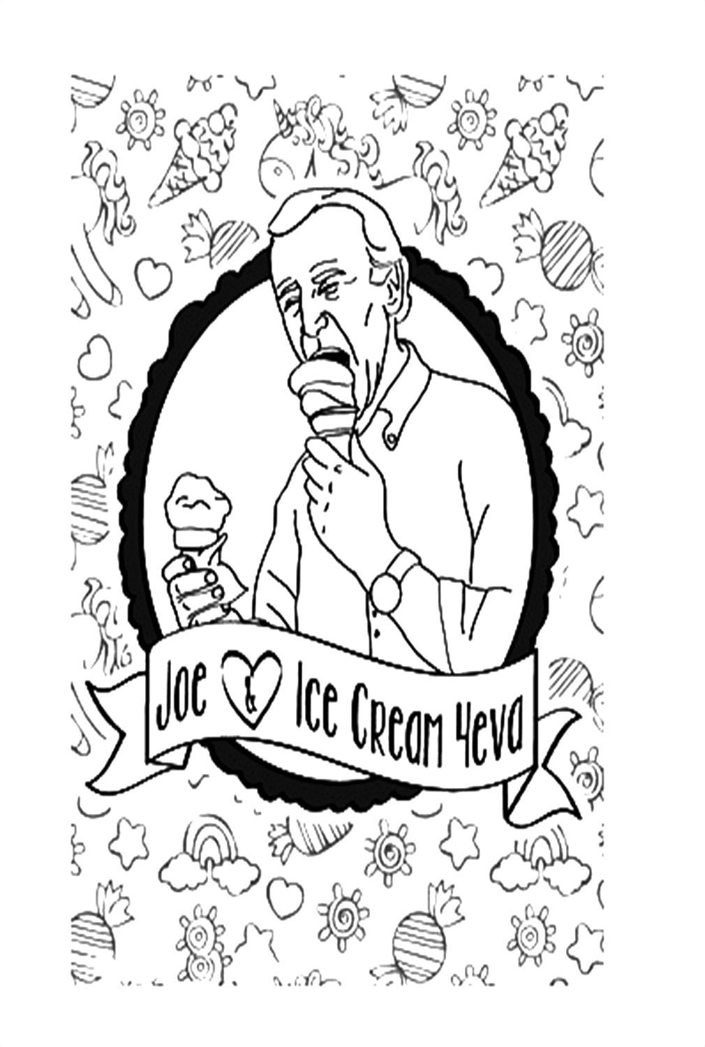 Joe Biden Ice cream Coloring Page
