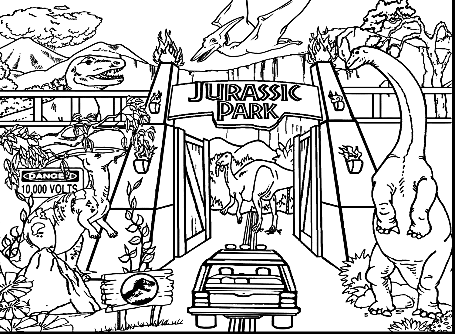 Jurassic World Image To Color Coloring Page - Free Printable Coloring Pages