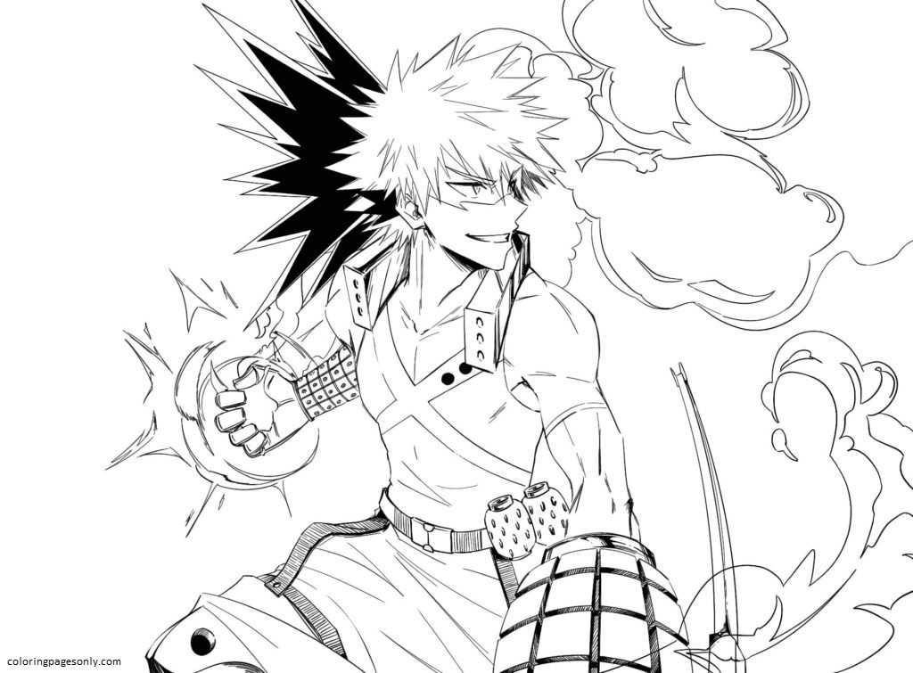 Katsuki is very talented and strong in battles Coloring Pages