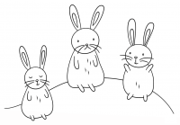Kawaii bunnies on the moon Coloring Pages