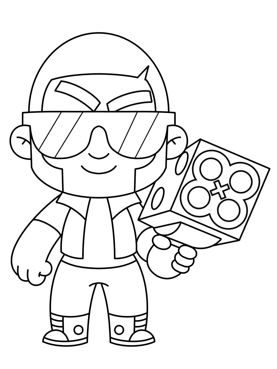 Brock from Brawl Stars wears glasses and uses Rocket Laces Coloring Page