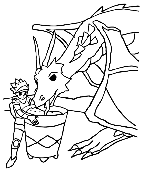 Knight Takes Care Of His Dragon Coloring Pages