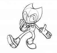 Cómo dibujar Kungfu Bendy paso a paso en Bendy and the Ink Machine Coloring Page