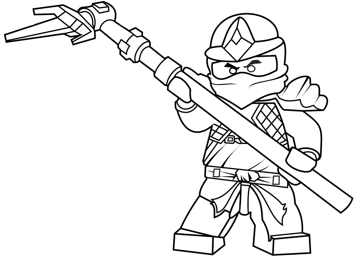 Cole ZX in Lego Ninjago defend with Golden Tri Scythe Coloring Page