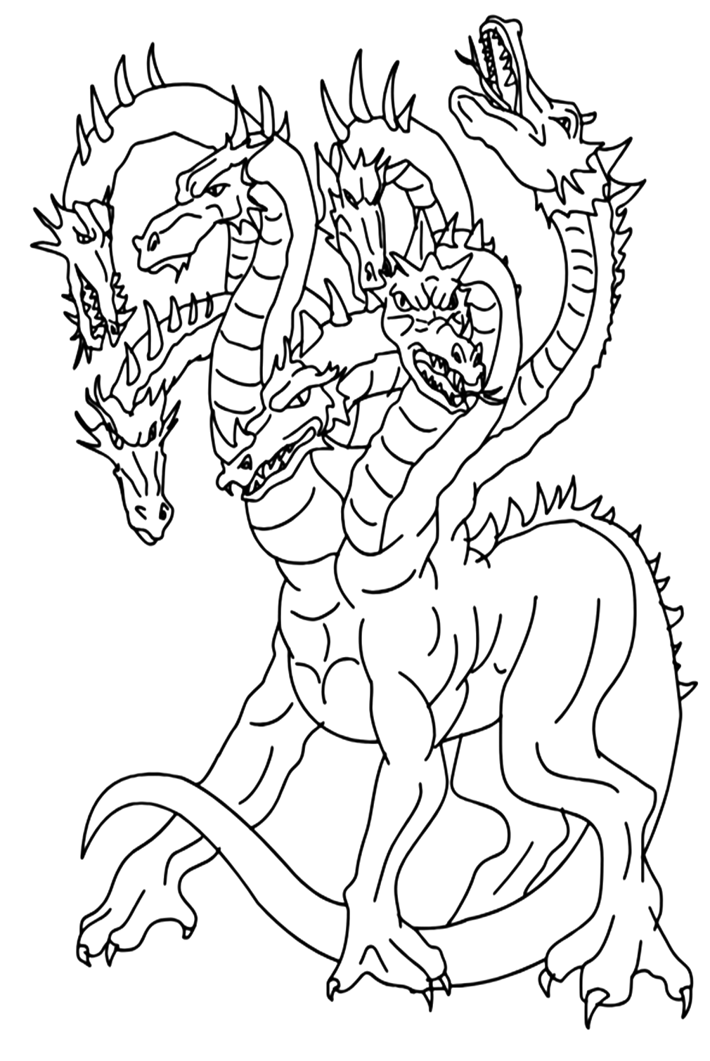 Lernean Hydra The 100 Heads Water Dragon Coloring Page