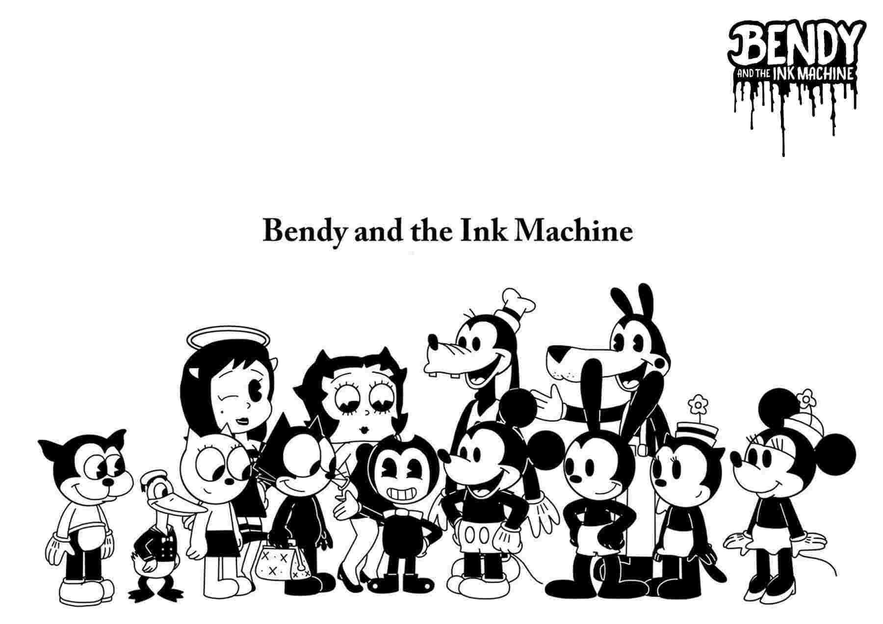 Little Bendy and his best friends from Bendy and the Ink Machine from Bendy