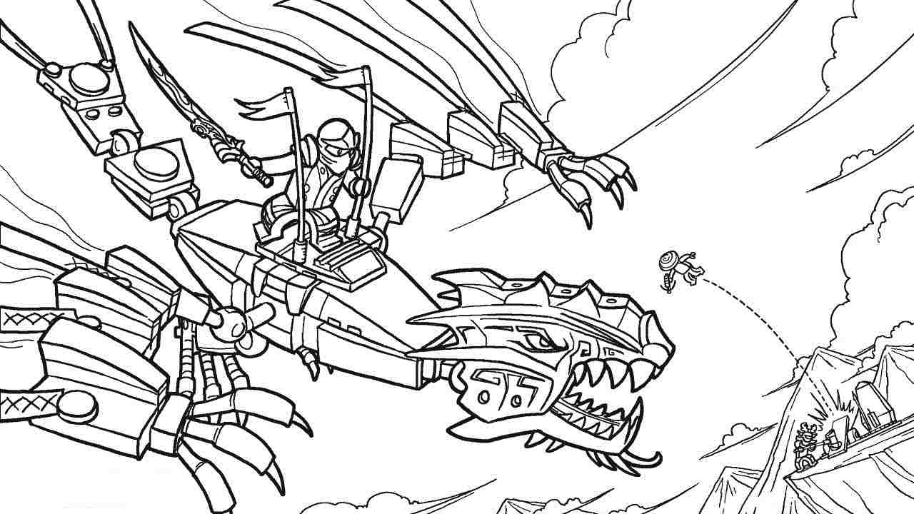 Bizarro Rides Dragon To Attack The Ninja Coloring Pages