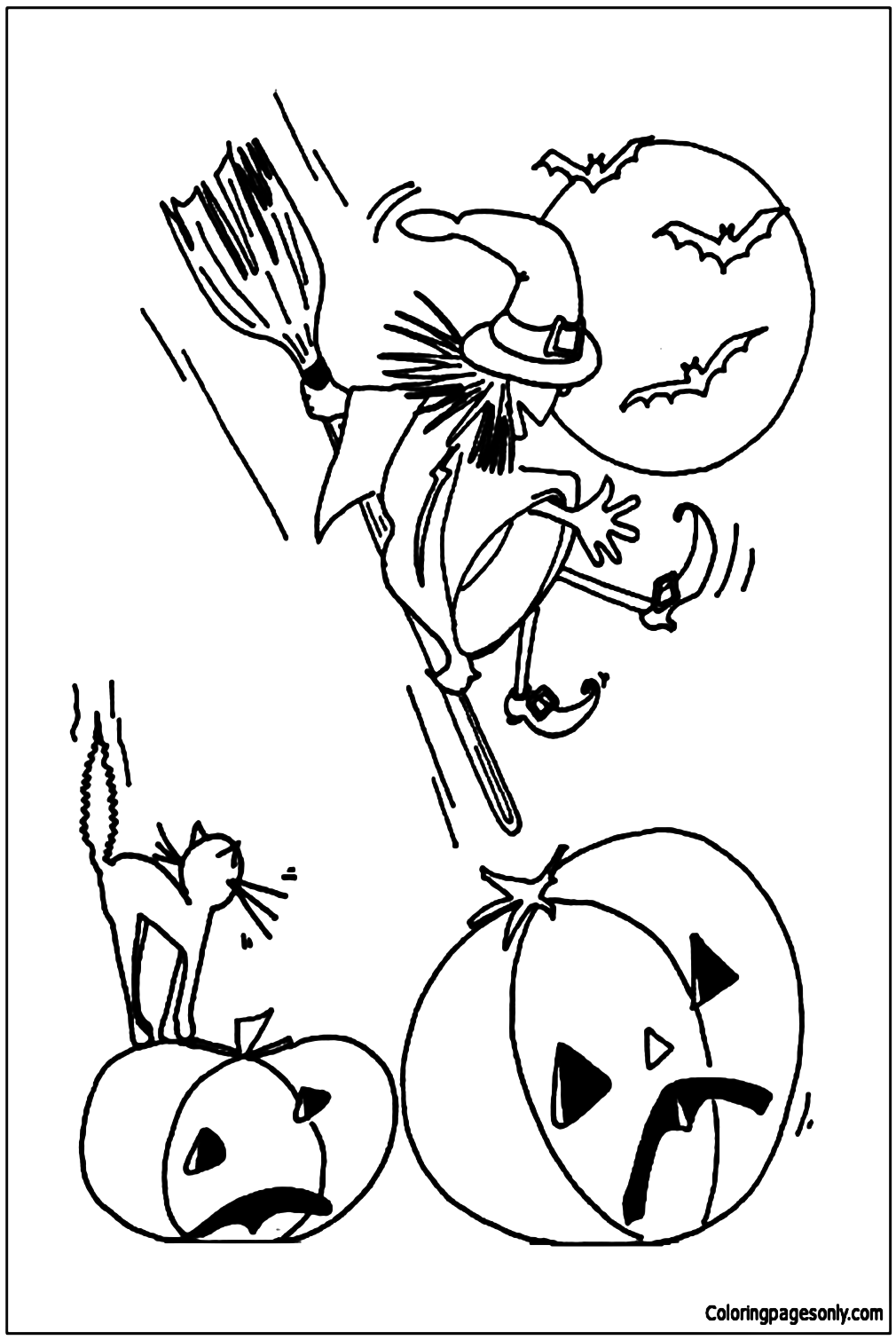 Magic Broom Ride Coloring Pages