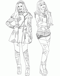 Mal and Evie perform in fashion show from Descendant Coloring Page