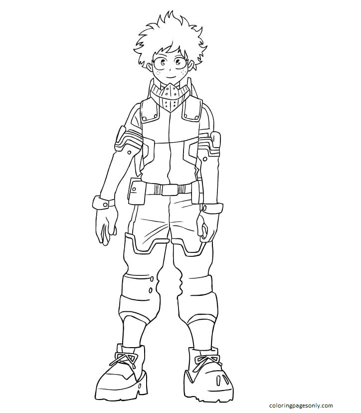 Midoriya has excellent fighting skills Coloring Page