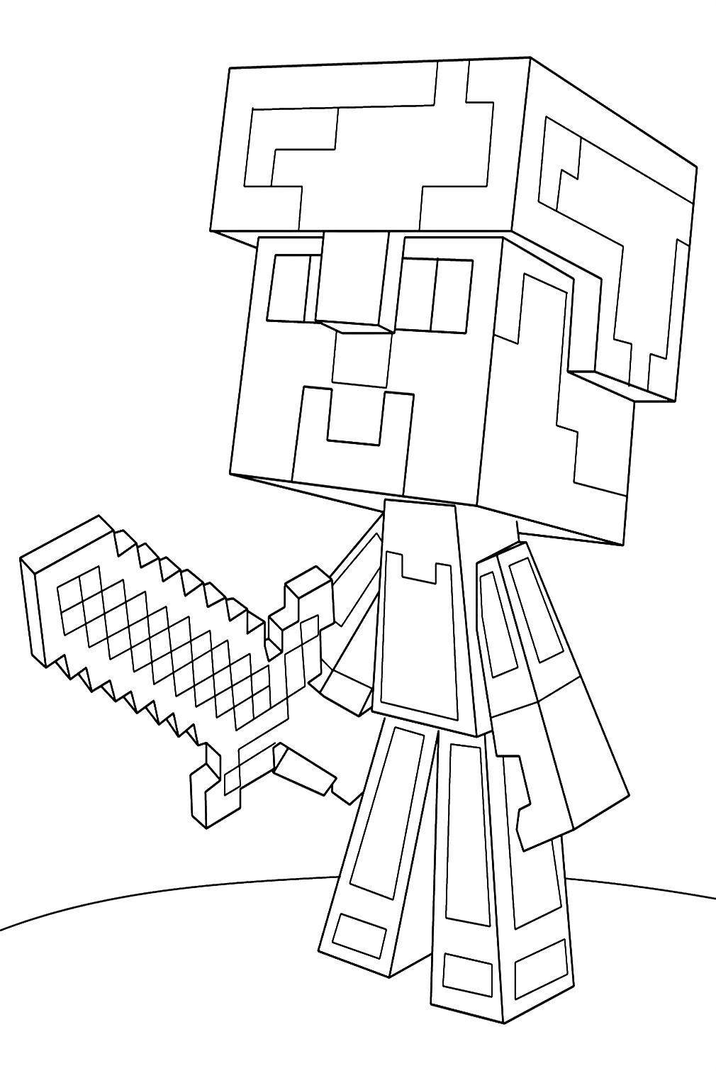 Minecraft Steve Diamond Armor Coloring Pages