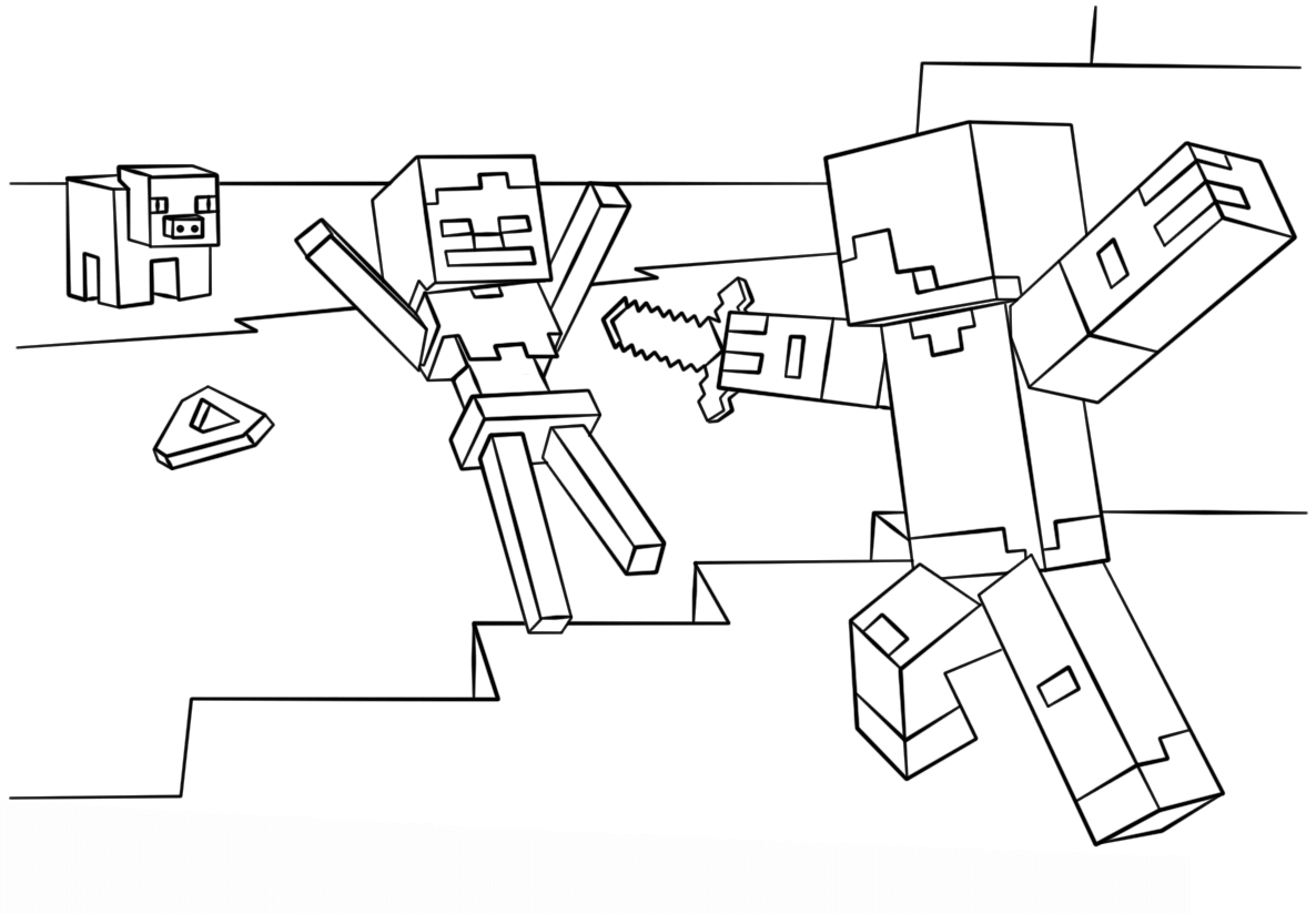 minecraft steve coloring pages