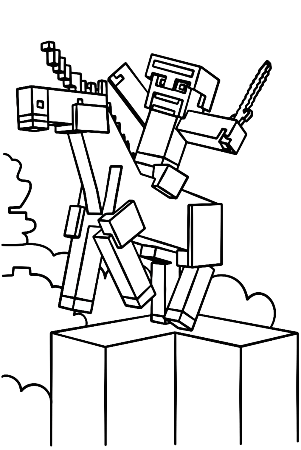 Desenho de unicórnio do minecraft para colorir