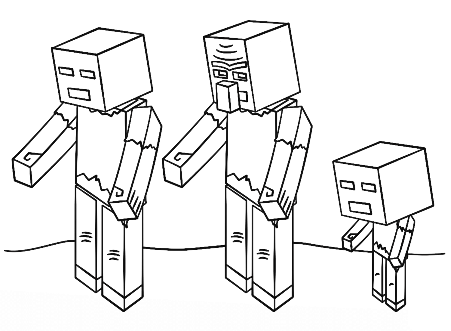 Minecraft Zombies from Minecraft Coloring Pages