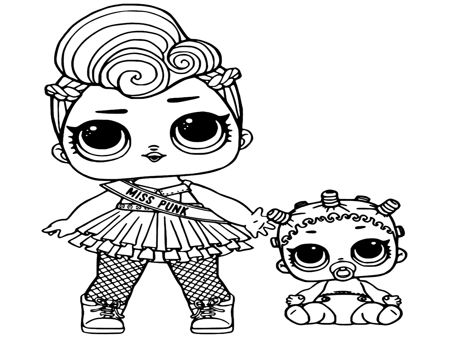Lol Suprise Doll Miss Punk and Baby Lil Queen Coloring Page