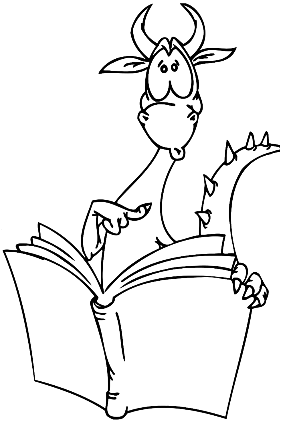Modest Dragon With A Book Coloring Page