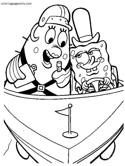 Миссис Пафф и Губка Боб в лодочке из мультфильма "Губка Боб"