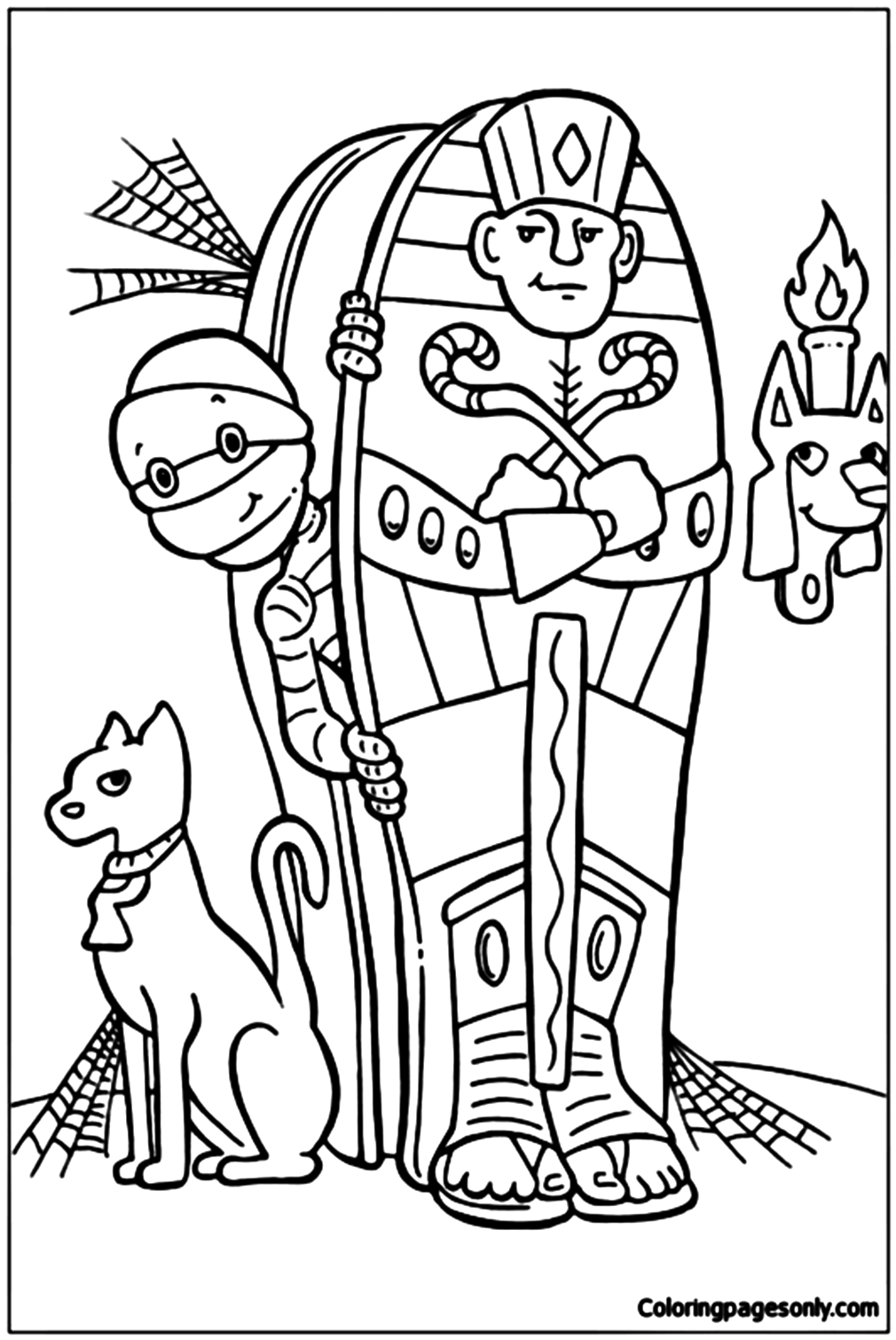Mummy Halloween Monsters Coloring Pages