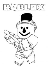 Roblox funny noob plays the guitar Coloring Page