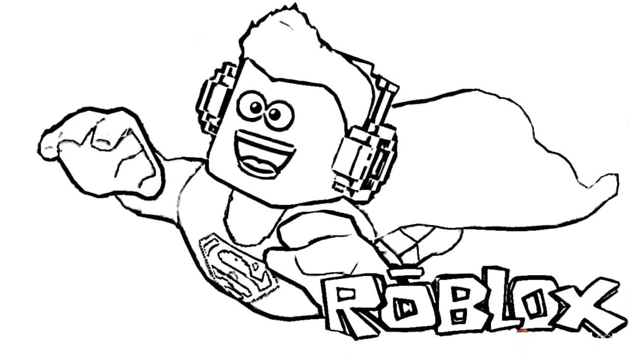 Roblox voando Superman com fone de ouvido da Roblox
